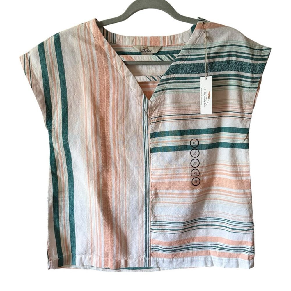 NWT Bob Timberlake Womens Multi Color Striped Shirt Sleeveless XS